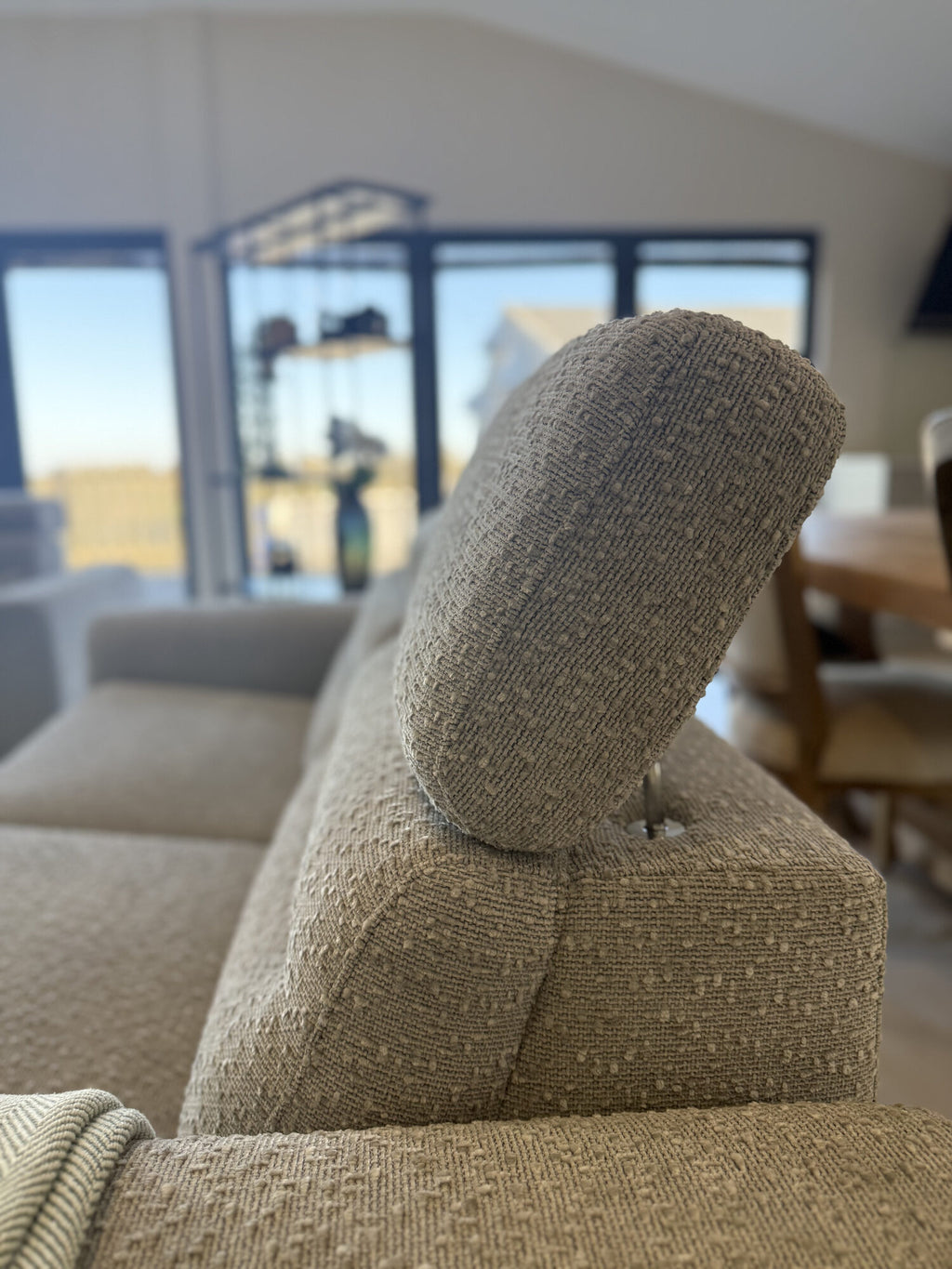 Tokyo Electric Recliner 2 Seater headrest raised, Grey