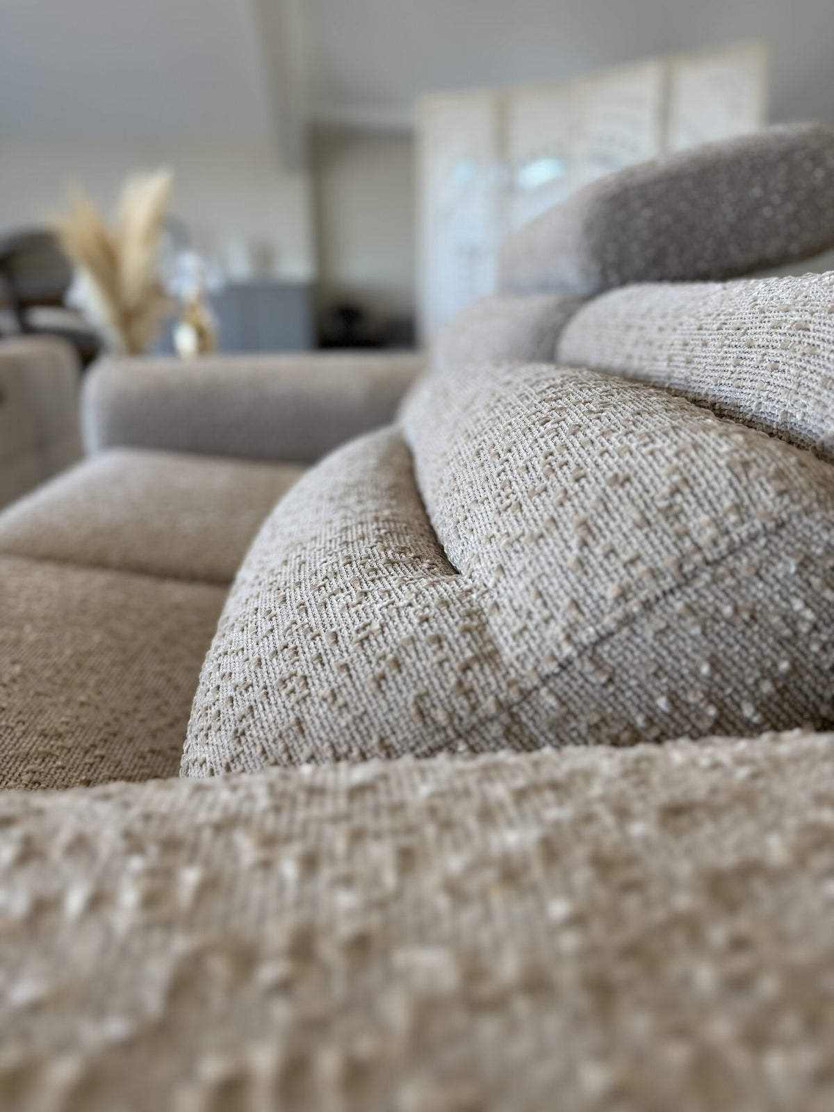 Tokyo Electric Recliner Armchair fabric close-up, Beige