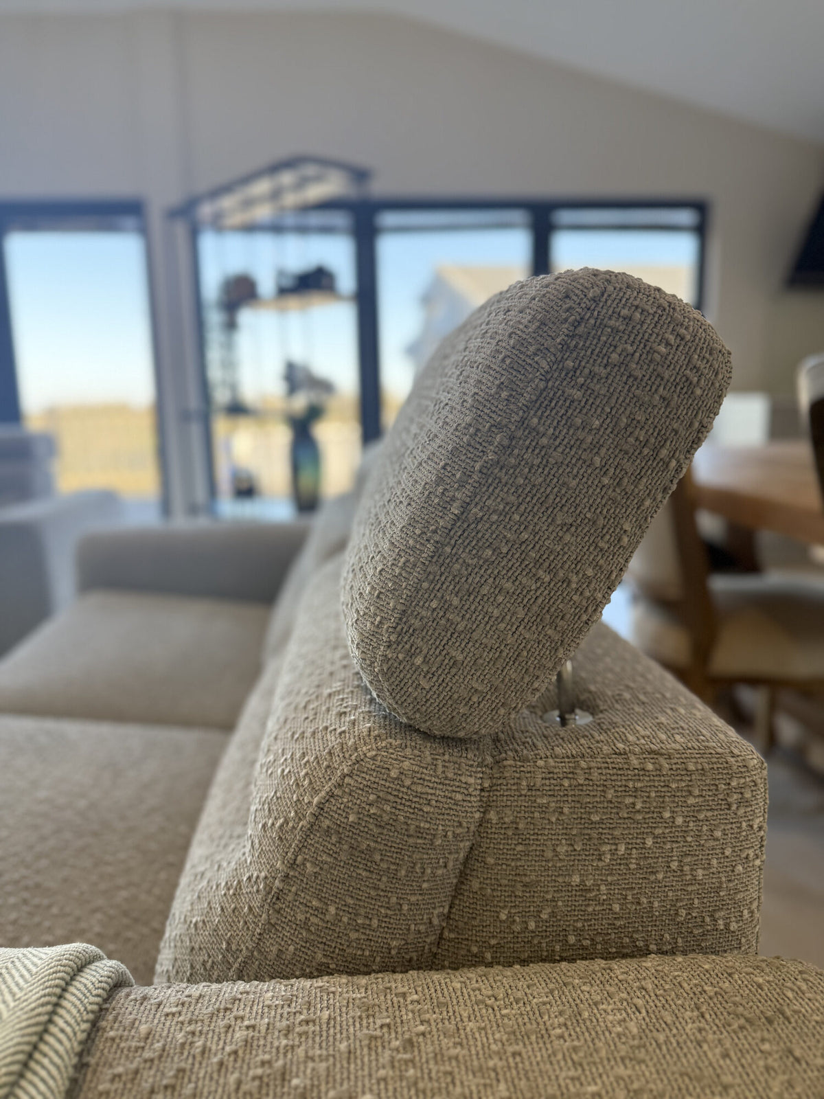 Tokyo Electric Recliner Armchair headrest raised, Grey
